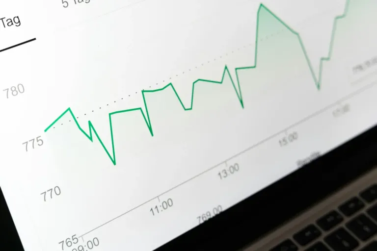 Rising performance chart on a laptop