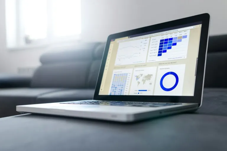 Laptop screen showing organic traffic charts